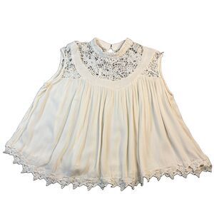 Cato Cream Lace Crochet High Neck Keyhole Top Sleeveless Womens Size 18/20W Boho